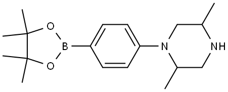 2,5-dimethyl-1-(4-(4,4,5,5-tetramethyl-1,3,2-dioxaborolan-2-yl)phenyl)piperazine Struktur