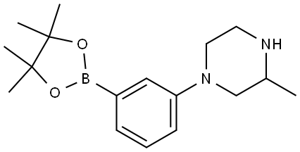 3-methyl-1-(3-(4,4,5,5-tetramethyl-1,3,2-dioxaborolan-2-yl)phenyl)piperazine Struktur