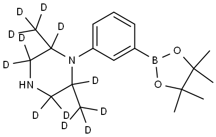 2,6-bis(methyl-d3)-1-(3-(4,4,5,5-tetramethyl-1,3,2-dioxaborolan-2-yl)phenyl)piperazine-2,3,3,5,5,6-d6 Struktur