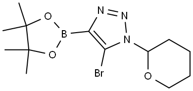 5-bromo-1-(tetrahydro-2H-pyran-2-yl)-4-(4,4,5,5-tetramethyl-1,3,2-dioxaborolan-2-yl)-1H-1,2,3-triazole Struktur