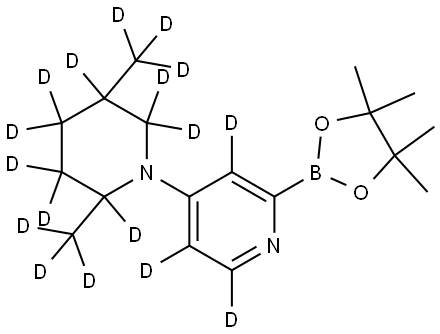 4-(2,5-bis(methyl-d3)piperidin-1-yl-2,3,3,4,4,5,6,6-d8)-2-(4,4,5,5-tetramethyl-1,3,2-dioxaborolan-2-yl)pyridine-3,5,6-d3 Struktur