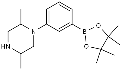 2,5-dimethyl-1-(3-(4,4,5,5-tetramethyl-1,3,2-dioxaborolan-2-yl)phenyl)piperazine Struktur