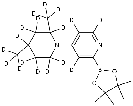 4-(2,4-bis(methyl-d3)piperidin-1-yl-2,3,3,4,5,5,6,6-d8)-2-(4,4,5,5-tetramethyl-1,3,2-dioxaborolan-2-yl)pyridine-3,5,6-d3 Struktur