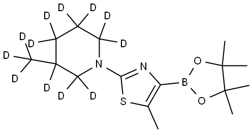 5-methyl-2-(3-(methyl-d3)piperidin-1-yl-2,2,3,4,4,5,5,6,6-d9)-4-(4,4,5,5-tetramethyl-1,3,2-dioxaborolan-2-yl)thiazole Struktur