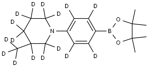 3-(methyl-d3)-1-(4-(4,4,5,5-tetramethyl-1,3,2-dioxaborolan-2-yl)phenyl-2,3,5,6-d4)piperidine-2,2,3,4,4,5,5,6,6-d9 Struktur