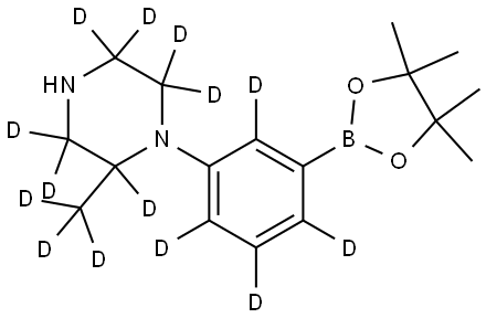 2-(methyl-d3)-1-(3-(4,4,5,5-tetramethyl-1,3,2-dioxaborolan-2-yl)phenyl-2,4,5,6-d4)piperazine-2,3,3,5,5,6,6-d7 Struktur