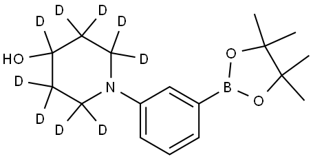 1-(3-(4,4,5,5-tetramethyl-1,3,2-dioxaborolan-2-yl)phenyl)piperidin-2,2,3,3,4,5,5,6,6-d9-4-ol Struktur