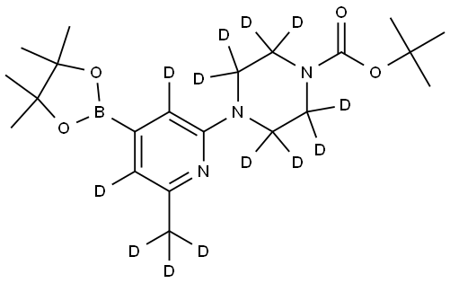 tert-butyl 4-(6-(methyl-d3)-4-(4,4,5,5-tetramethyl-1,3,2-dioxaborolan-2-yl)pyridin-2-yl-3,5-d2)piperazine-1-carboxylate-2,2,3,3,5,5,6,6-d8 Struktur