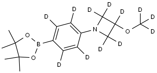 3-(methoxy-d3)-1-(4-(4,4,5,5-tetramethyl-1,3,2-dioxaborolan-2-yl)phenyl-2,3,5,6-d4)azetidine-2,2,3,4,4-d5 Struktur