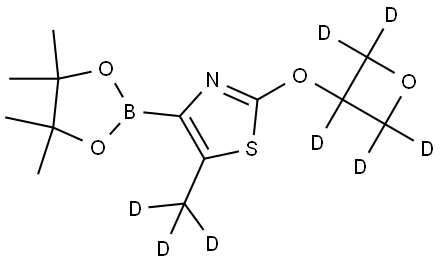 5-(methyl-d3)-2-((oxetan-3-yl-d5)oxy)-4-(4,4,5,5-tetramethyl-1,3,2-dioxaborolan-2-yl)thiazole Struktur