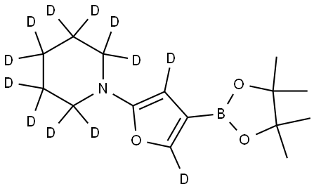 1-(4-(4,4,5,5-tetramethyl-1,3,2-dioxaborolan-2-yl)furan-2-yl-3,5-d2)piperidine-2,2,3,3,4,4,5,5,6,6-d10 Struktur