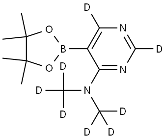 N,N-bis(methyl-d3)-5-(4,4,5,5-tetramethyl-1,3,2-dioxaborolan-2-yl)pyrimidin-4-amine-2,6-d2 Struktur