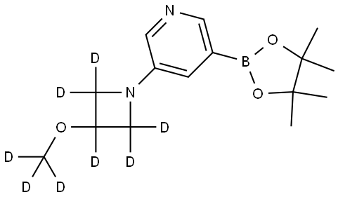 3-(3-(methoxy-d3)azetidin-1-yl-2,2,3,4,4-d5)-5-(4,4,5,5-tetramethyl-1,3,2-dioxaborolan-2-yl)pyridine Struktur