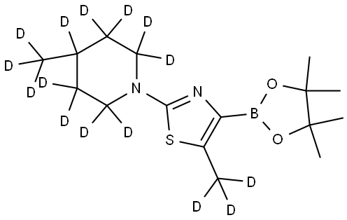 5-(methyl-d3)-2-(4-(methyl-d3)piperidin-1-yl-2,2,3,3,4,5,5,6,6-d9)-4-(4,4,5,5-tetramethyl-1,3,2-dioxaborolan-2-yl)thiazole Structure