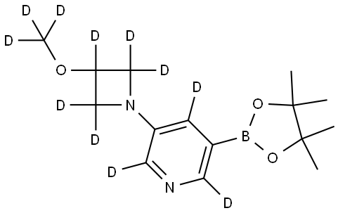 3-(3-(methoxy-d3)azetidin-1-yl-2,2,3,4,4-d5)-5-(4,4,5,5-tetramethyl-1,3,2-dioxaborolan-2-yl)pyridine-2,4,6-d3 Struktur