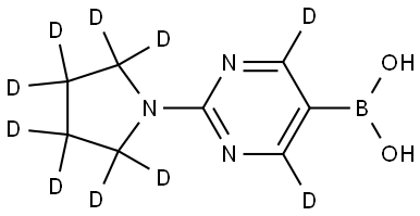 (2-(pyrrolidin-1-yl-d8)pyrimidin-5-yl-4,6-d2)boronic acid Struktur