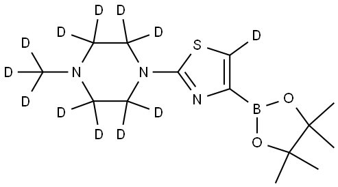 2-(4-(methyl-d3)piperazin-1-yl-2,2,3,3,5,5,6,6-d8)-4-(4,4,5,5-tetramethyl-1,3,2-dioxaborolan-2-yl)thiazole-5-d Struktur