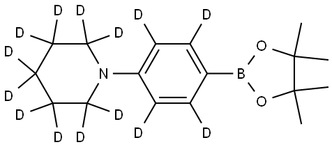 1-(4-(4,4,5,5-tetramethyl-1,3,2-dioxaborolan-2-yl)phenyl-2,3,5,6-d4)piperidine-2,2,3,3,4,4,5,5,6,6-d10 Struktur