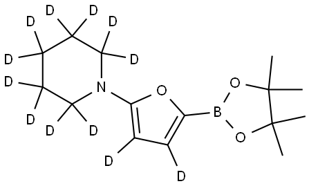 1-(5-(4,4,5,5-tetramethyl-1,3,2-dioxaborolan-2-yl)furan-2-yl-3,4-d2)piperidine-2,2,3,3,4,4,5,5,6,6-d10 Struktur