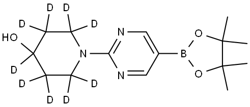 1-(5-(4,4,5,5-tetramethyl-1,3,2-dioxaborolan-2-yl)pyrimidin-2-yl)piperidin-2,2,3,3,4,5,5,6,6-d9-4-ol Struktur