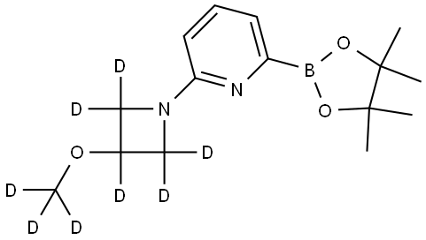 2-(3-(methoxy-d3)azetidin-1-yl-2,2,3,4,4-d5)-6-(4,4,5,5-tetramethyl-1,3,2-dioxaborolan-2-yl)pyridine Struktur