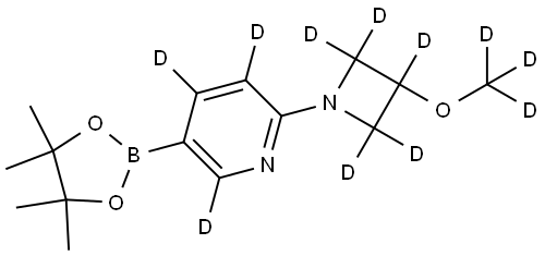 2-(3-(methoxy-d3)azetidin-1-yl-2,2,3,4,4-d5)-5-(4,4,5,5-tetramethyl-1,3,2-dioxaborolan-2-yl)pyridine-3,4,6-d3 Struktur