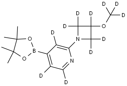 2-(3-(methoxy-d3)azetidin-1-yl-2,2,3,4,4-d5)-4-(4,4,5,5-tetramethyl-1,3,2-dioxaborolan-2-yl)pyridine-3,5,6-d3 Struktur