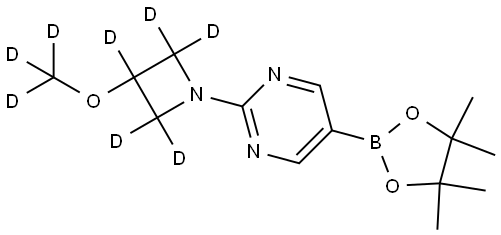 2-(3-(methoxy-d3)azetidin-1-yl-2,2,3,4,4-d5)-5-(4,4,5,5-tetramethyl-1,3,2-dioxaborolan-2-yl)pyrimidine Struktur