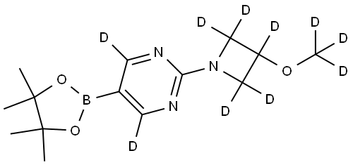 2-(3-(methoxy-d3)azetidin-1-yl-2,2,3,4,4-d5)-5-(4,4,5,5-tetramethyl-1,3,2-dioxaborolan-2-yl)pyrimidine-4,6-d2 Struktur