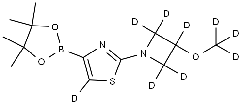 2-(3-(methoxy-d3)azetidin-1-yl-2,2,3,4,4-d5)-4-(4,4,5,5-tetramethyl-1,3,2-dioxaborolan-2-yl)thiazole-5-d Struktur