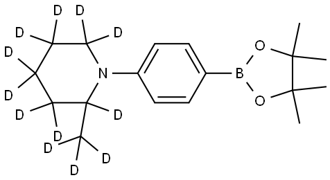 2-(methyl-d3)-1-(4-(4,4,5,5-tetramethyl-1,3,2-dioxaborolan-2-yl)phenyl)piperidine-2,3,3,4,4,5,5,6,6-d9 Struktur