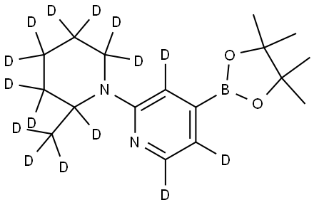 2-(2-(methyl-d3)piperidin-1-yl-2,3,3,4,4,5,5,6,6-d9)-4-(4,4,5,5-tetramethyl-1,3,2-dioxaborolan-2-yl)pyridine-3,5,6-d3 Struktur