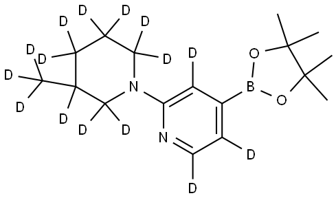 2-(3-(methyl-d3)piperidin-1-yl-2,2,3,4,4,5,5,6,6-d9)-4-(4,4,5,5-tetramethyl-1,3,2-dioxaborolan-2-yl)pyridine-3,5,6-d3 Struktur