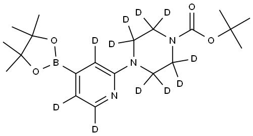 tert-butyl 4-(4-(4,4,5,5-tetramethyl-1,3,2-dioxaborolan-2-yl)pyridin-2-yl-3,5,6-d3)piperazine-1-carboxylate-2,2,3,3,5,5,6,6-d8 Struktur