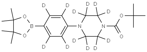 tert-butyl 4-(4-(4,4,5,5-tetramethyl-1,3,2-dioxaborolan-2-yl)phenyl-2,3,5,6-d4)piperazine-1-carboxylate-2,2,3,3,5,5,6,6-d8 Struktur