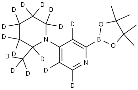 4-(2-(methyl-d3)piperidin-1-yl-2,3,3,4,4,5,5,6,6-d9)-2-(4,4,5,5-tetramethyl-1,3,2-dioxaborolan-2-yl)pyridine-3,5,6-d3 Struktur