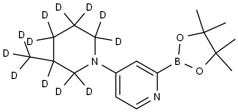 4-(3-(methyl-d3)piperidin-1-yl-2,2,3,4,4,5,5,6,6-d9)-2-(4,4,5,5-tetramethyl-1,3,2-dioxaborolan-2-yl)pyridine Struktur