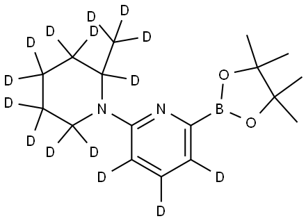 2-(2-(methyl-d3)piperidin-1-yl-2,3,3,4,4,5,5,6,6-d9)-6-(4,4,5,5-tetramethyl-1,3,2-dioxaborolan-2-yl)pyridine-3,4,5-d3 Struktur