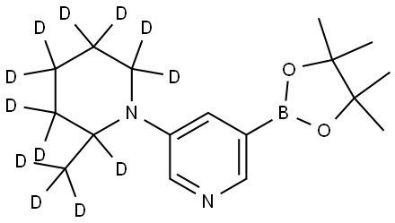 3-(2-(methyl-d3)piperidin-1-yl-2,3,3,4,4,5,5,6,6-d9)-5-(4,4,5,5-tetramethyl-1,3,2-dioxaborolan-2-yl)pyridine Struktur