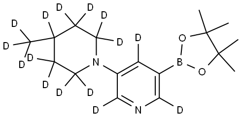 3-(4-(methyl-d3)piperidin-1-yl-2,2,3,3,4,5,5,6,6-d9)-5-(4,4,5,5-tetramethyl-1,3,2-dioxaborolan-2-yl)pyridine-2,4,6-d3 Struktur