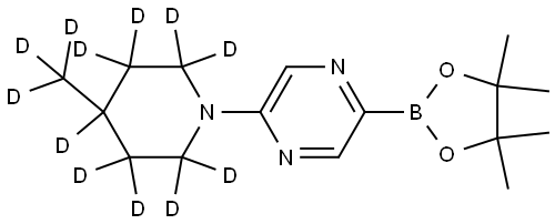 2-(4-(methyl-d3)piperidin-1-yl-2,2,3,3,4,5,5,6,6-d9)-5-(4,4,5,5-tetramethyl-1,3,2-dioxaborolan-2-yl)pyrazine Struktur