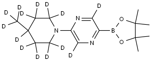 2-(4-(methyl-d3)piperidin-1-yl-2,2,3,3,4,5,5,6,6-d9)-5-(4,4,5,5-tetramethyl-1,3,2-dioxaborolan-2-yl)pyrazine-3,6-d2 Struktur