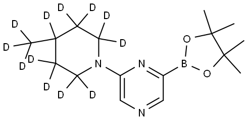 2-(4-(methyl-d3)piperidin-1-yl-2,2,3,3,4,5,5,6,6-d9)-6-(4,4,5,5-tetramethyl-1,3,2-dioxaborolan-2-yl)pyrazine Struktur