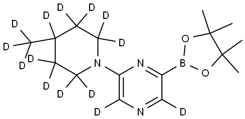 2-(4-(methyl-d3)piperidin-1-yl-2,2,3,3,4,5,5,6,6-d9)-6-(4,4,5,5-tetramethyl-1,3,2-dioxaborolan-2-yl)pyrazine-3,5-d2 Struktur