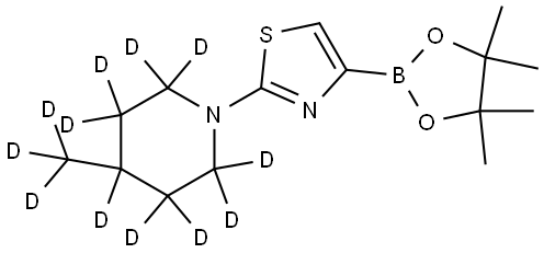 2-(4-(methyl-d3)piperidin-1-yl-2,2,3,3,4,5,5,6,6-d9)-4-(4,4,5,5-tetramethyl-1,3,2-dioxaborolan-2-yl)thiazole Struktur