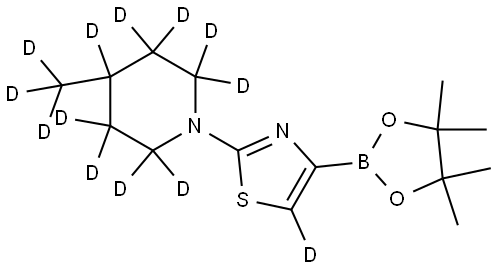 2-(4-(methyl-d3)piperidin-1-yl-2,2,3,3,4,5,5,6,6-d9)-4-(4,4,5,5-tetramethyl-1,3,2-dioxaborolan-2-yl)thiazole-5-d Struktur