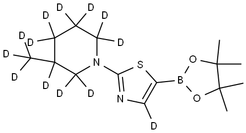 2-(3-(methyl-d3)piperidin-1-yl-2,2,3,4,4,5,5,6,6-d9)-5-(4,4,5,5-tetramethyl-1,3,2-dioxaborolan-2-yl)thiazole-4-d Structure