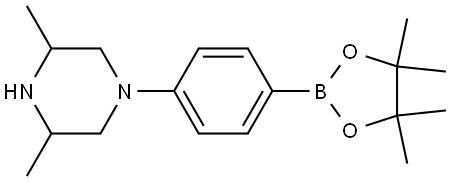 3,5-dimethyl-1-(4-(4,4,5,5-tetramethyl-1,3,2-dioxaborolan-2-yl)phenyl)piperazine Struktur