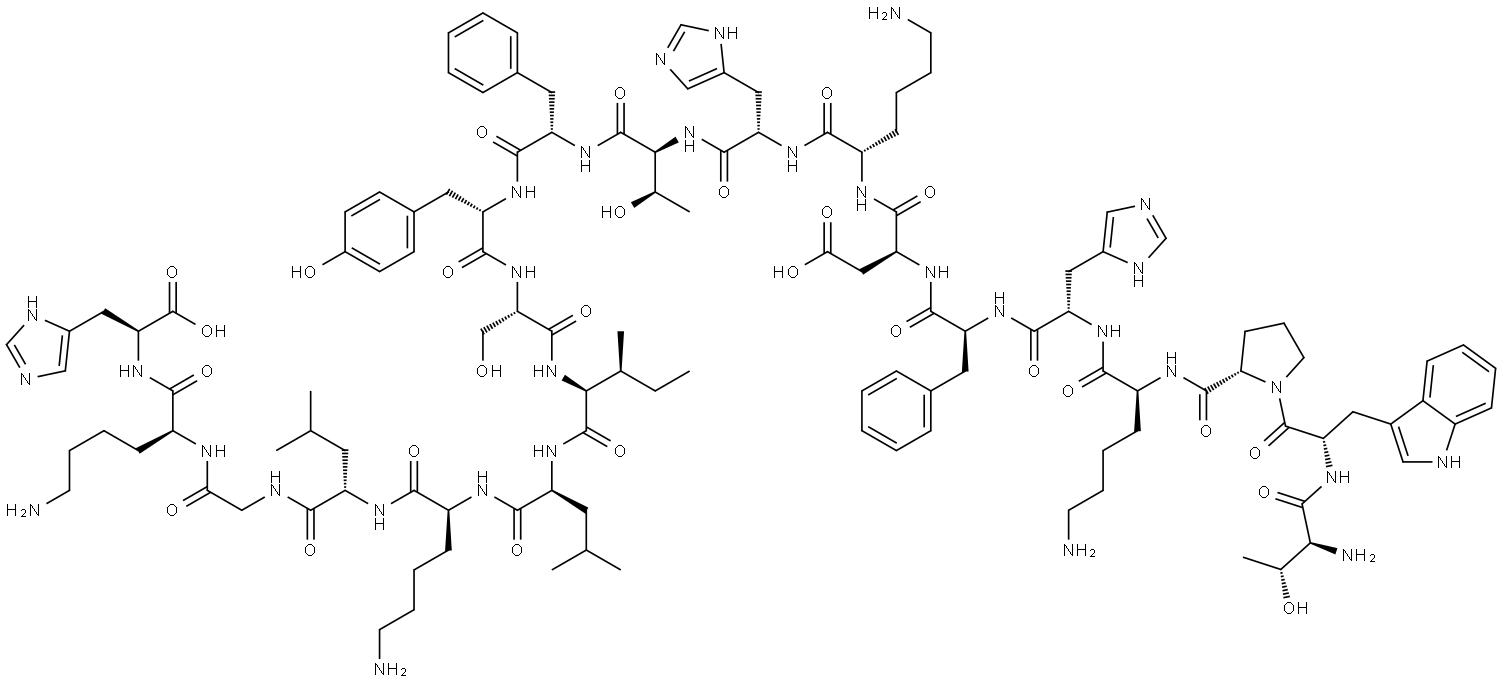 L-Histidine, L-threonyl-L-tryptophyl-L-prolyl-L-lysyl-L-histidyl-L-phenylalanyl-L-α-aspartyl-L-lysyl-L-histidyl-L-threonyl-L-phenylalanyl-L-tyrosyl-L-seryl-L-isoleucyl-L-leucyl-L-lysyl-L-leucylglycyl-L-lysyl- Struktur