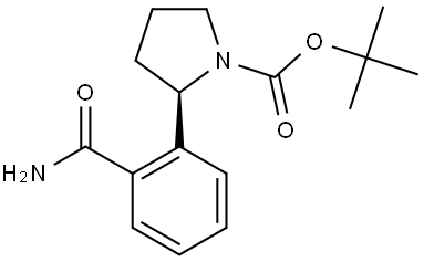 tert-butyl (R)-2-(2-carbamoylphenyl)pyrrolidine-1-carboxylate Struktur